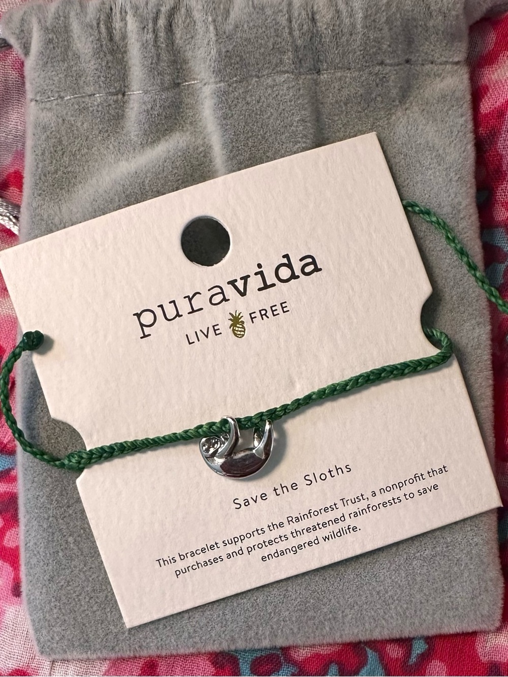NWT Pura Vida Save the Sloths Charity Bracelet
